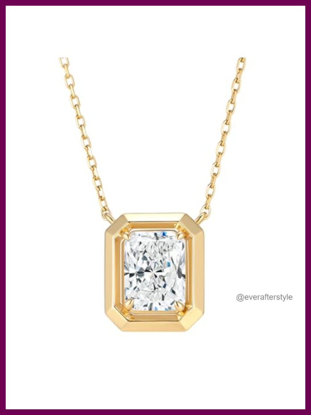 2CT Moissanite Pendant Necklace 925 Sterling Silver 14K Gold Plated